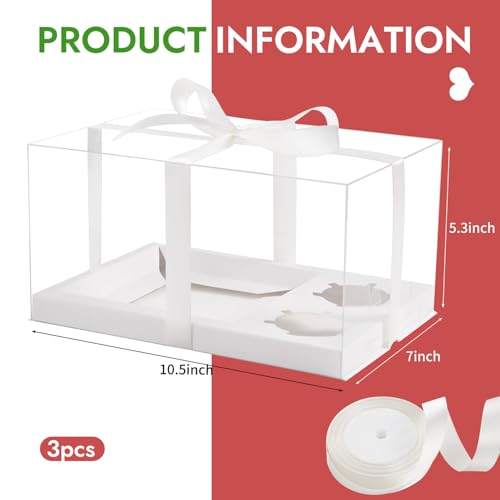 JCD 3 Pcs Cake Cupcake Combo Boxes,1+2 Cupcake carriers 2 Cupcakes Holes - Cakes and Cupcake Clear Boxes - Pastry Sweets Bento Boxes (2 Cupcakes and 1 Cake)(1+2/3Pcs) - size: Clear 1+2/3Pcs