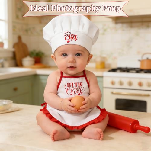 4 Pack Newborn Chef Outfit Photography Props 0-6 Months - color: Red