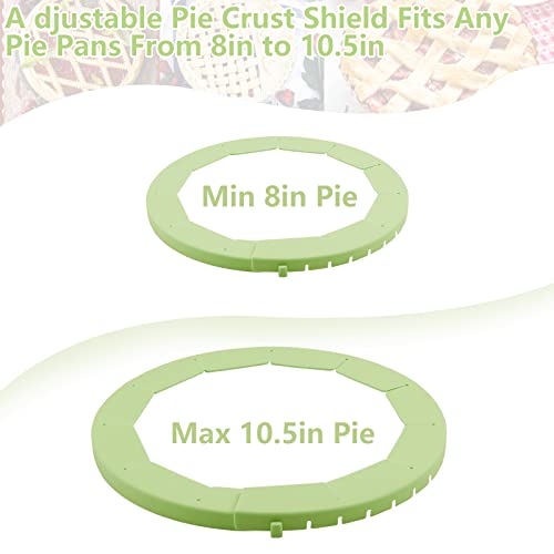 Heavy Duty Silicone Pie Crust Shield Edge Protector Fit 8-10.5 Inch Pie Pan - color: Green
