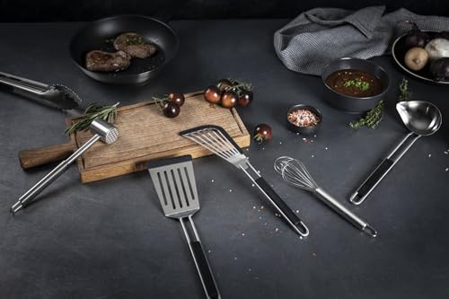 Kuhn Rikon Essential Meat Tenderizer – Dual-Sided Stainless Steel Head for Tenderizing & Flattening Meat – Comfortable Grip Handle - style: Contemporary