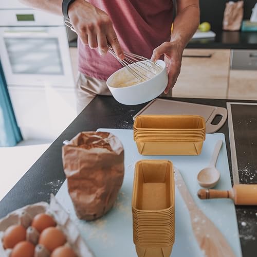 Mifoci 25 Pcs Paper Loaf Pans for Baking Disposable Bread Baking Pans Easy Kraft Paper Tart Mold for Microwave Freezer Oven Safe Display Pie Cake Muffin Pizza Kitchen Supply(Rectangle)