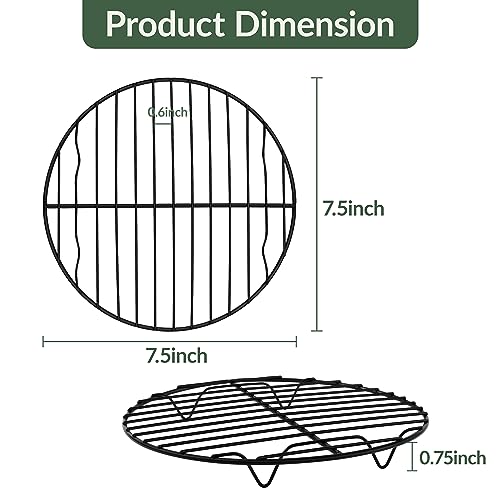 TeamFar Round Cooling Rack, 7.5" Non-stick Stainless Steel Baking Rack - size: 7.5‘’