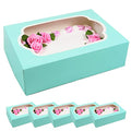 Global Sugar Art 14x10x5 Inch Quarter Sheet Box with Window, Blue, 5-Count - color: Designer Blue
