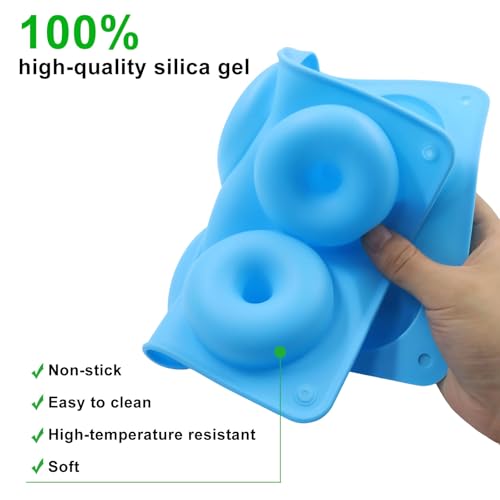 Non-Stick Doughnut Pan Set of 3 - Flexible Silica gel Baking Molds for Perfect Donuts, Cakes & Bagels, Dishwasher Safe, Just Pop Out for Easy Release, BPA-Free & Odorless（Round styles - style: Round styles