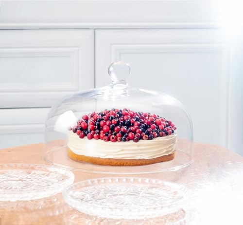 Barski Glass - Cake Dome - with Knob - 10" Diameter - Elegant Design - Made in Europe