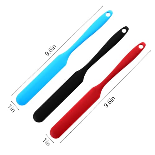 【5 Pack】Silicone Jar Spatula, Long Handle Jar Scraper Spurtle, Sourdough Spatula, Non-Stick Heat Resistant Cake Cream Spatulas Set, Small Spatulas for Kitchen Use - color: Black,Red,Orange,Blue,Green