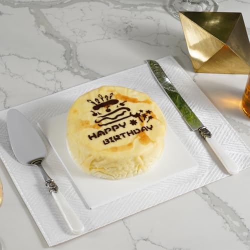 2-piece Cake Knife and Serve Set, Fancy Hand Craft Italian Design, Vintage Pie Knife Server Set with Handle, Cake Cutter Set (White) - color: White