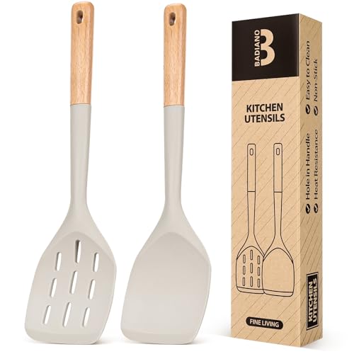 Badiano Silicone Spatula, Non Stick Turner for Cooking, Food Grade, Khaki - color: Khaki