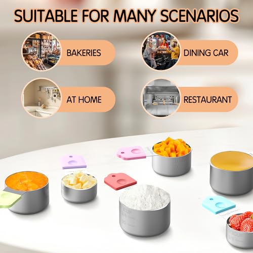 Magnetic Stainless Steel Measuring Cups Set of 6 for Cooking & Baking