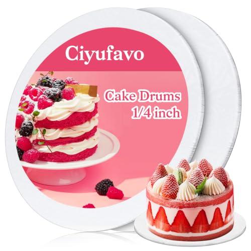 10 Inch Cake Drum, Cake Boards 10 Inch Round, 1/4" White 8in 10in 12in 14in Cake Drums Cardboard Base Board Circles for Pizza Wedding, 2 Pack - size: 10 Inch