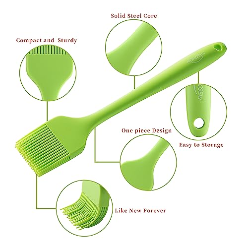 4PCS Silicone Basting Pastry Brush, MONGSEW Heat Resistant Food Brush Spread Oil Butter Sauce for BBQ Grill Baking Kitchen Cooking, BPA Free, Dishwasher Safe (Multicolor, 4 Pcs) - size: 10.2*1.7