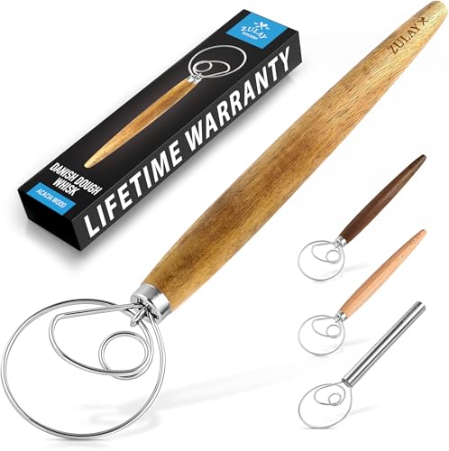 Zulay Kitchen 13-Inch Danish Dough Whisk - color: Acacia | Single