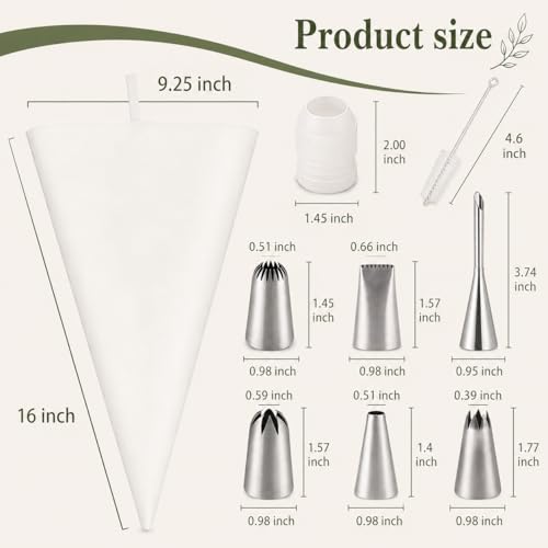 9 PCS Professional Cake Decorating Supplies Kit - Reusable Silicone Pastry Bags and Stainless Steel Icing Piping Tips Set with Couplers and Scrapers, Baking Frosting Tools for Cupcakes, Cookies