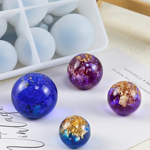 RESINWORLD 20-Cavity Sphere Molds for Resin, Round Ball Resin Mold, Silicone Orbs Mold for Jewellery Making