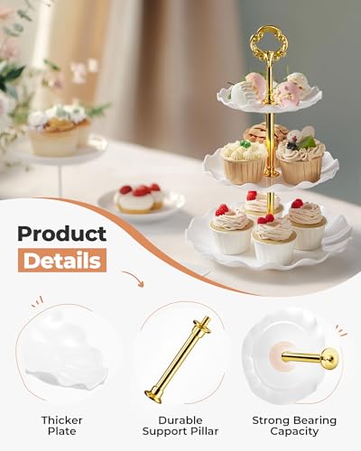 Kootek 10pcs Cupcake Stand Dessert Table Display Set Serving Tray for Party - color: Gold & White, size: 10 Set