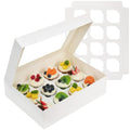 LotFancy 12 Count Cupcake Boxes, 8 Pack, White, 13x10x3.5 Inches
