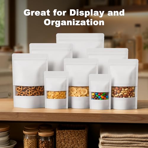 FireKylin 100 Pcs Resealable Bags, Matte Window, Paper, White,4.7 x 7.9 in - color: White, size: 4.7"x 7.9"