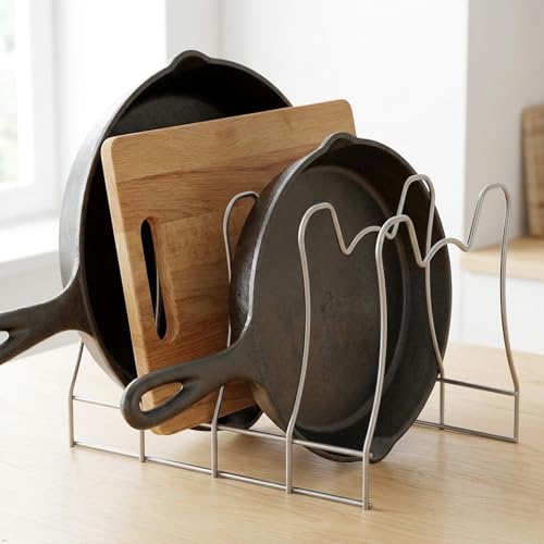 Simple Houseware Kitchen Pot Lid Rack Holder Organizer, Silver - color: Silver