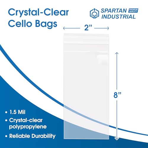 2" X 8" Self-Sealing Cellophane Bags (1000 Count) Clear Treat Bags - size: 2" X 8"