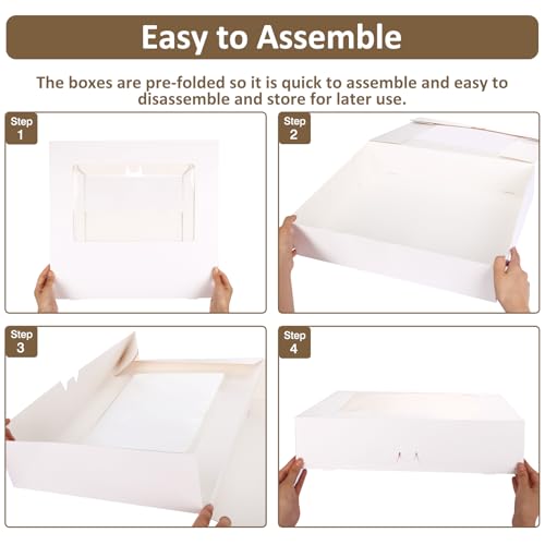 Moretoes 10pcs 19x14x4in Large Half Sheet Cake Boxes with Window,Auto-Popup - size: 19*14*4In