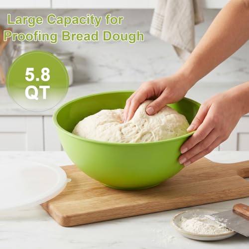 BoxedHome BPA Free Plastic Round Mixing Bowl with Lids, 12 Pack Nesting Bowls with Lids Set, Microwave and Dishwasher Safe Prep & Serving Bowls Great for Mixing, Baking, Serving (Light Green, 12pcs) - color: Light Green