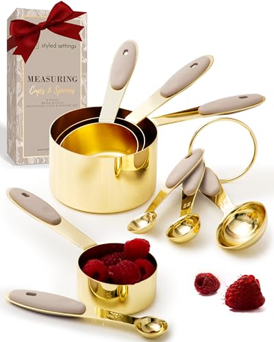 Styled Settings Gold Measuring Cups and Spoons Set, 8-Piece - color: Beige