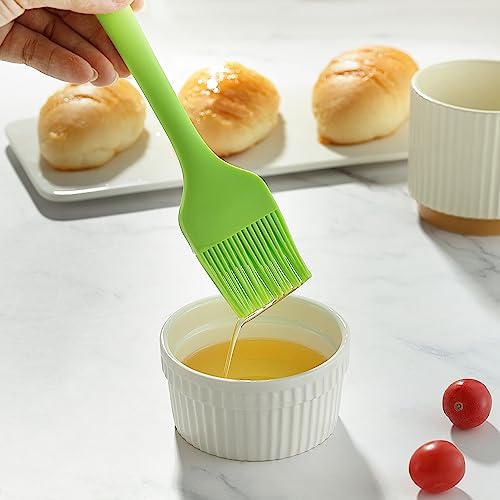 4PCS Silicone Basting Pastry Brush, MONGSEW Heat Resistant Food Brush Spread Oil Butter Sauce for BBQ Grill Baking Kitchen Cooking, BPA Free, Dishwasher Safe (Multicolor, 4 Pcs) - size: 10.2*1.7