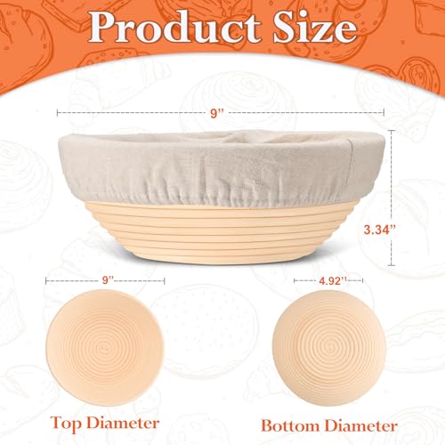 P&P CHEF Round 9 Inch Bread Proofing Baskets for Sourdough,Set of 2