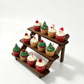 Wood Display Stand 3 Tiered Cupcake Dessert Display Snack Stepped Rack Wooden Tiered Cookie Display Table Trays Food Display Risers for Christmas Party Vendor Wedding Farmhouse Decor (3 Tier) - size: 3-Layer Cake Rack