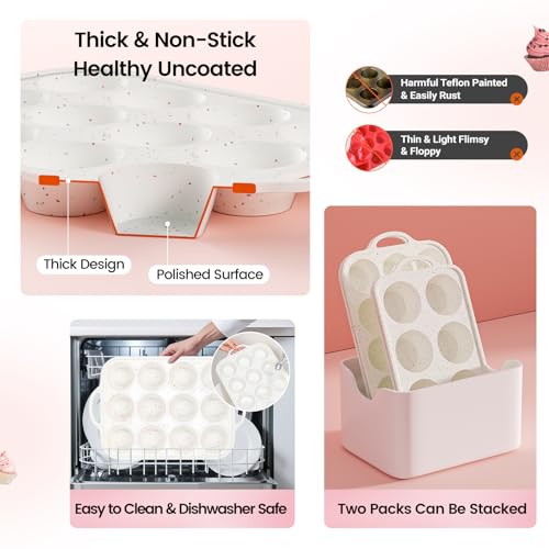Silicone Muffin Pan for Baking with Metal Reinforced Frame, Nonstick Cupcake Pan 1 Pack Regular Size Egg Bites Silicone Mold - size: Standard: 12cups