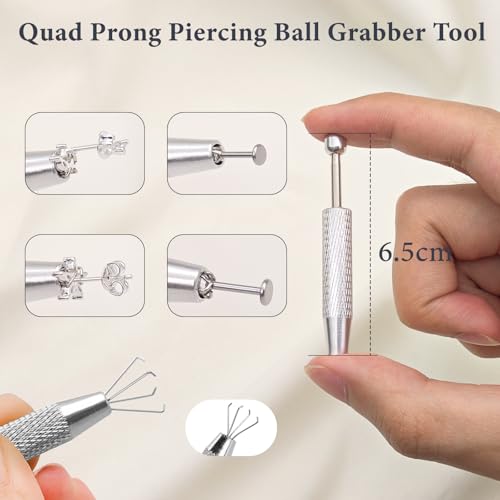 Piercing Taper Ball Grabber Tool Stainless Steel Nose Ear Piercing Kits - style: Piercing Taper(14G 16G 18G 20G) + Ball Grabber Tool