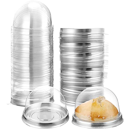 Patelai 150 Pcs Mini Cupcake Containers Clear Plastic Dome Boxes, Silver - color: Silver