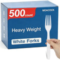 MOACOCK 500 Count Heavy Weight White Plastic Forks - color: White