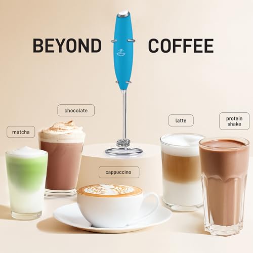 Zulay Kitchen Powerful Milk Frother Wand With Duracell Batteries - Ultra Fast Handheld Drink Mixer - Electric Whisk Foam Maker for Coffee, Lattes, Cappuccino & Matcha - Double Whisk - Teal - color: Tropical Teal, size: Double Whisk + Batteries