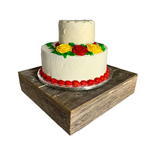 BARNWOODUSA Wood Cake Stand 15"x15" Weathered Gray Rustic Wooden Wedding De - color: Natural Weathered Gray, size: 15" x 15" x 3"
