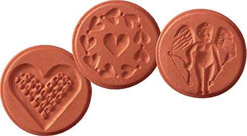 JBK Pottery Terra Cotta Cookie Stamps for Baking, Oven & Dishwasher Safe - Cookie Cutter, Molder, Stamper Press, Ideal for Cookies, Polvoron, Pastry, Shortbreads, Butter Maker - Love Designs 3 Pieces - size: 3 Piece Love Set
