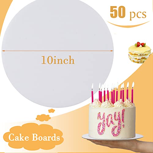 Sudaya Cake Boards 50 PCS, Cake Boards 10 Inch Round, Cardboard Cake Rounds, Disposable Cake Plates, Food Grade Cake Base Cake Tray Cake Circles, 10 Inch Cake Board White Cardboard Circles Round Base - size: 10 Inch