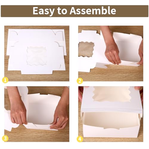 36 pcs 6x6x3 Inches Small Cake Box with Window, Bakery Pastry Cookie Boxes, Mini Pie for Pastry,Dessert,Strawberries,Chocolates, Cupcakes with paper stickers (white) - color: white/36pcs