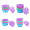 Tongjude 48 Pieces Silicone Donut Mold, 3.15" Diameter 1.37" Deep Small Reusable Baking Cups, Non-Stick, 4 Shape Silicone Molds, Heat Resistant Bakeware for Bagel, Muffin, Jello and Cake Baking - size: Small 4 Shape