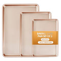 Baking Sheet Pan Set of 3, Nonstick Commercial Cookie Sheets for Baking - color: Rose Gold