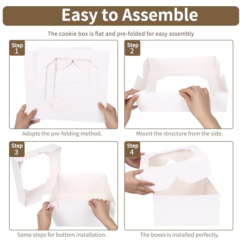 Moretoes 24pcs 12 Inch Cake Boxes, Bakery Containers with Window (12x12x6) - size: 24pcs-12*12*6in