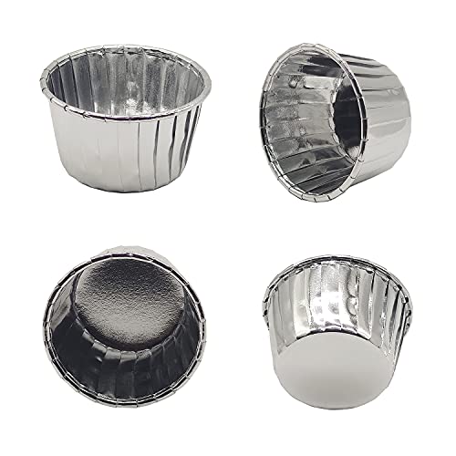 Aluminum Foil Standard Muffin Cupcake Liners, Disposable Baking Cups with Vibrant Color for Party Celebration, Silver 50-Count - color: Silver