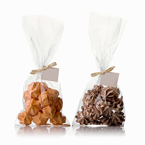 Morepack Cellophane Treat Bags 4x9 In 200 PCS Cookie Bags with Twist Ties - size: 4x9 Inch (Pack of 200)