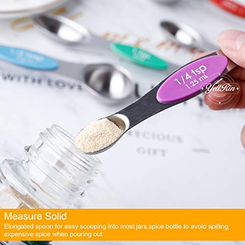 Magnetic Measuring Spoons Set Stainless Steel Dual Sided Measuring Spoons - color: Color