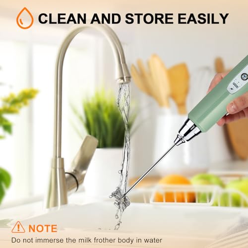 YUSWKO Handheld Milk Frother Wand for Coffee, Rechargeable Electric Whisk