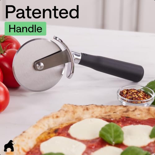 GORILLA GRIP Patented Stainless Steel Large Pizza Cutter Wheel, Black - color: Black