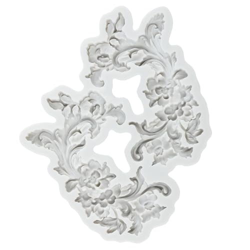 Lingzhi Baroque Fondant Mold Curlicues Relief Scroll Lace Silicone Molds - color: Style J