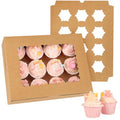 Moretoes 34pcs Cupcake Boxes,12 Count Cupcake Containers with Window&Insert - color: Brown, size: 13*10*3.5inch