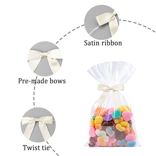 50 Pcs Satin Bows with Twist Ties, 2.5 Inch Gift Wrapping Bows, Ivory - color: Ivory