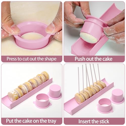 Round Cake Pop Mold Set with 9in Tray and Sticks- Pink - color: Pink（Round ）
